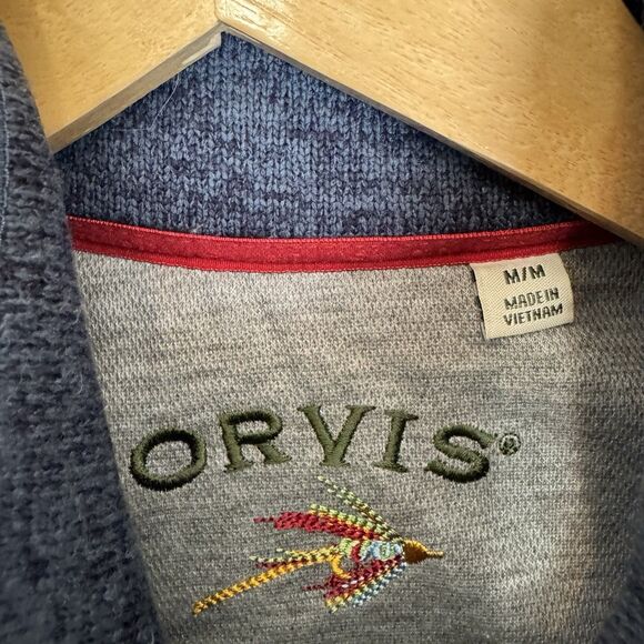 S Orvis Vest Mens Medium Blue Fleece Full Zip Outdoor Hunting Pockets - Picture 3 of 8